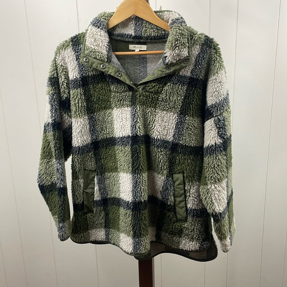 Madewell (Re)sourced Sherpa Popover Tunic Jacket in Plaid - Picture 5 of 8